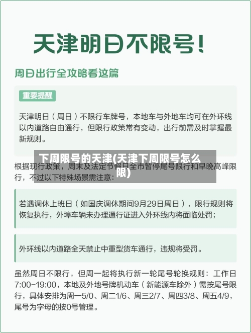 下周限号的天津(天津下周限号怎么限)