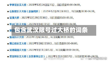 包含武汉限号过大桥的词条