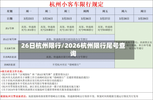 26日杭州限行/2026杭州限行尾号查询-第2张图片
