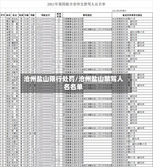 沧州盐山限行处罚/沧州盐山禁驾人名名单-第2张图片
